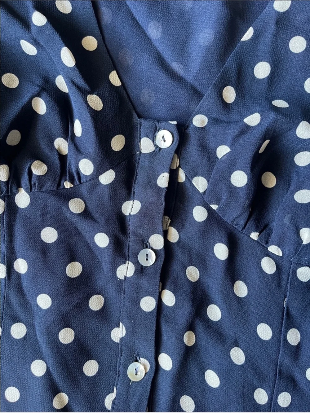 Reformation Lise Midi Dress in Polka Dot Blue White - Picture 6 of 10